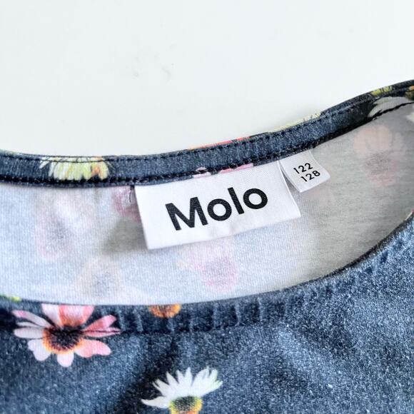 MOLO Echinacea Print Ruffled Floral Organic Dress in Black size 7/8 - Picture 6 of 6